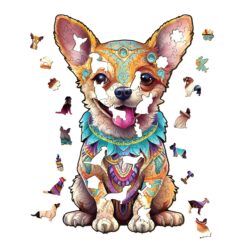 Alternative view of Wooden Jigsaw Puzzle-Happy Chihuahua
