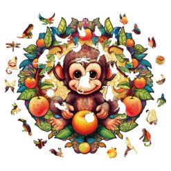 Alternative view of Wooden Jigsaw Puzzle-Happy Monkey