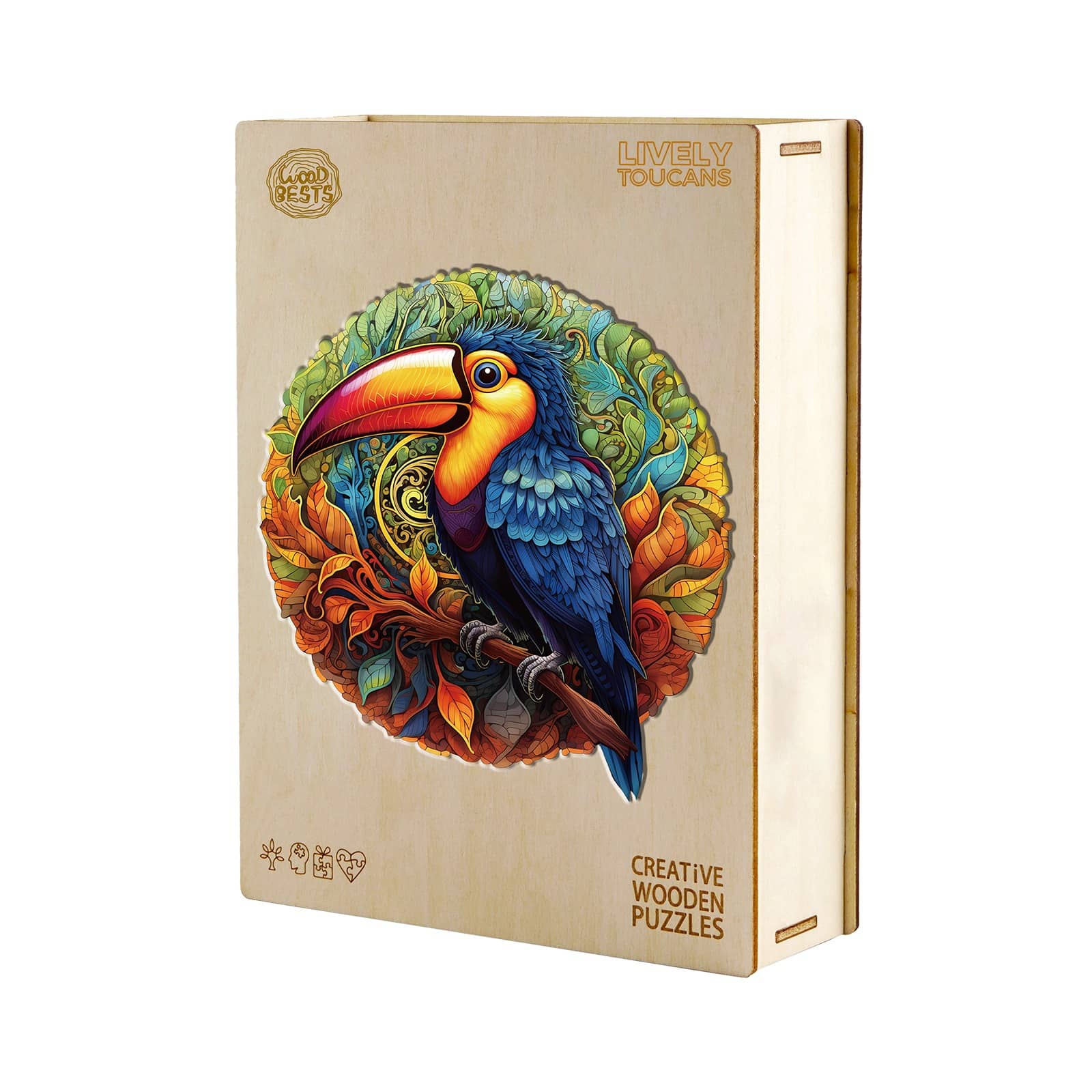 Wooden Jigsaw Puzzle-Lively Toucans - Image 5