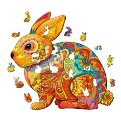 Alternative view of Wooden Jigsaw Puzzle-LUCKY RABBIT