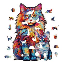 Alternative view of Wooden Jigsaw Puzzle-Maine Coon family-2