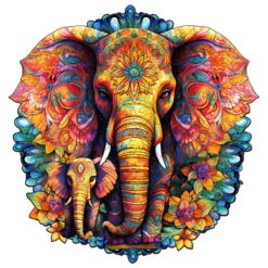 Wooden Jigsaw Puzzle-Mandala Elephant Family