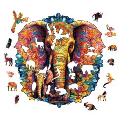 Alternative view of Wooden Jigsaw Puzzle-Mandala Elephant Family