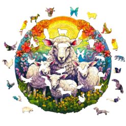 Alternative view of Wooden Jigsaw Puzzle-MANDALA SHEEP