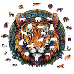 Alternative view of Wooden Jigsaw Puzzle-Mandala Tiger