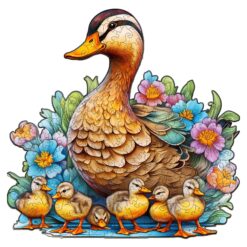 Wooden Jigsaw Puzzle-Mother Duck and Ducklings