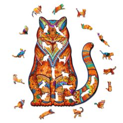 Alternative view of Wooden Jigsaw Puzzle-TACTFUL CAT