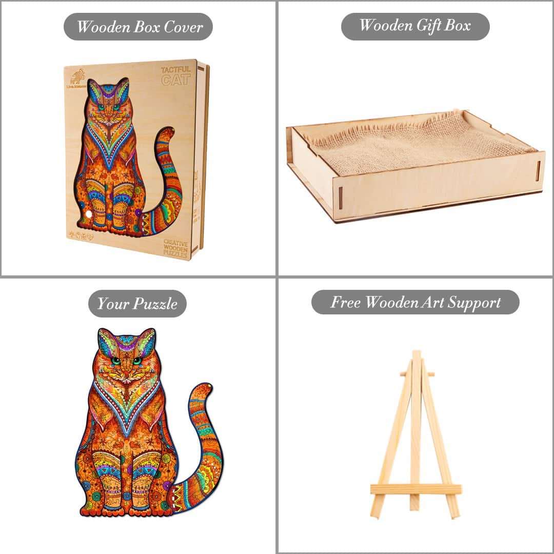 Wooden Jigsaw Puzzle-TACTFUL CAT - Image 5
