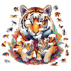 Alternative view of Wooden Jigsaw Puzzle-Tiger Family