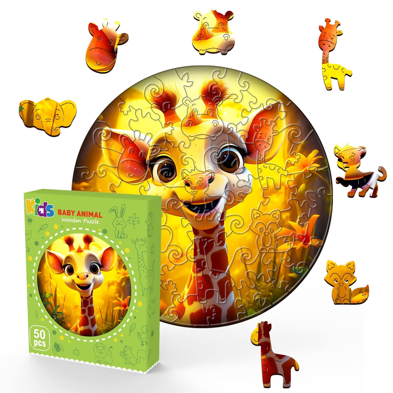 Children Wooden Jigsaw Puzzle-Cute Giraffe - Image 2