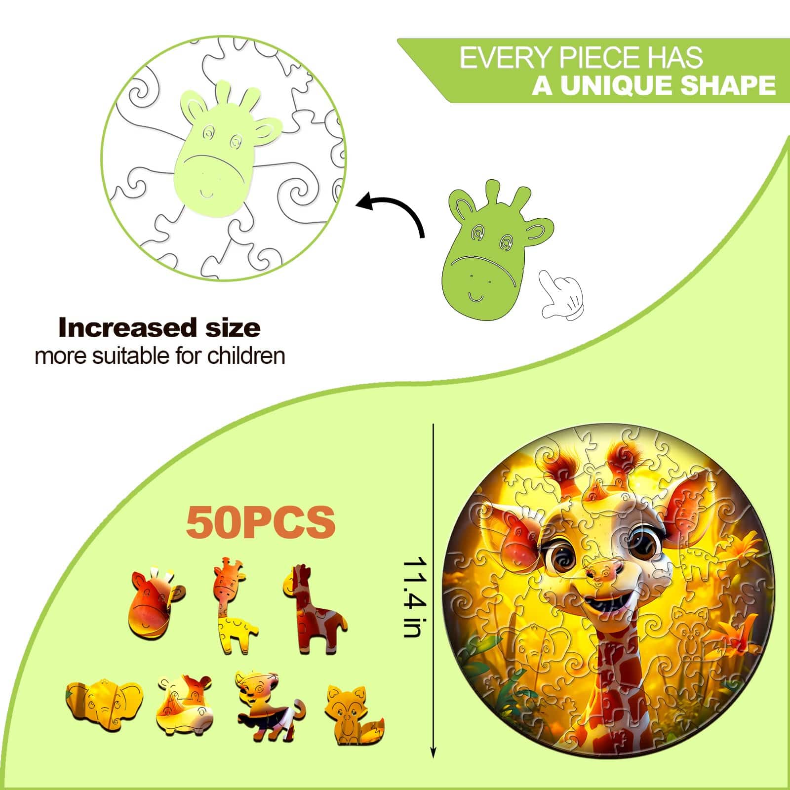 Children Wooden Jigsaw Puzzle-Cute Giraffe - Image 5