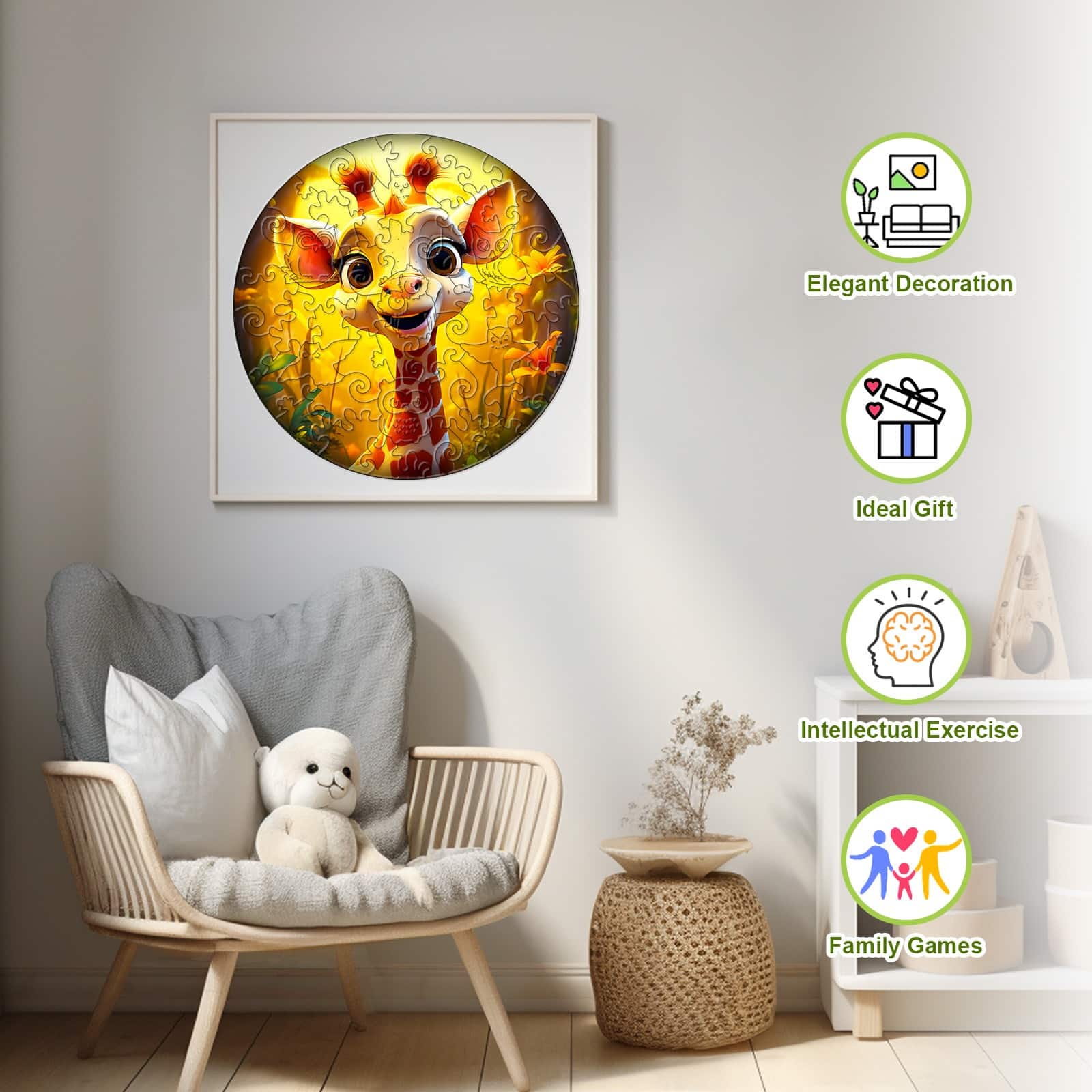 Children Wooden Jigsaw Puzzle-Cute Giraffe - Image 6