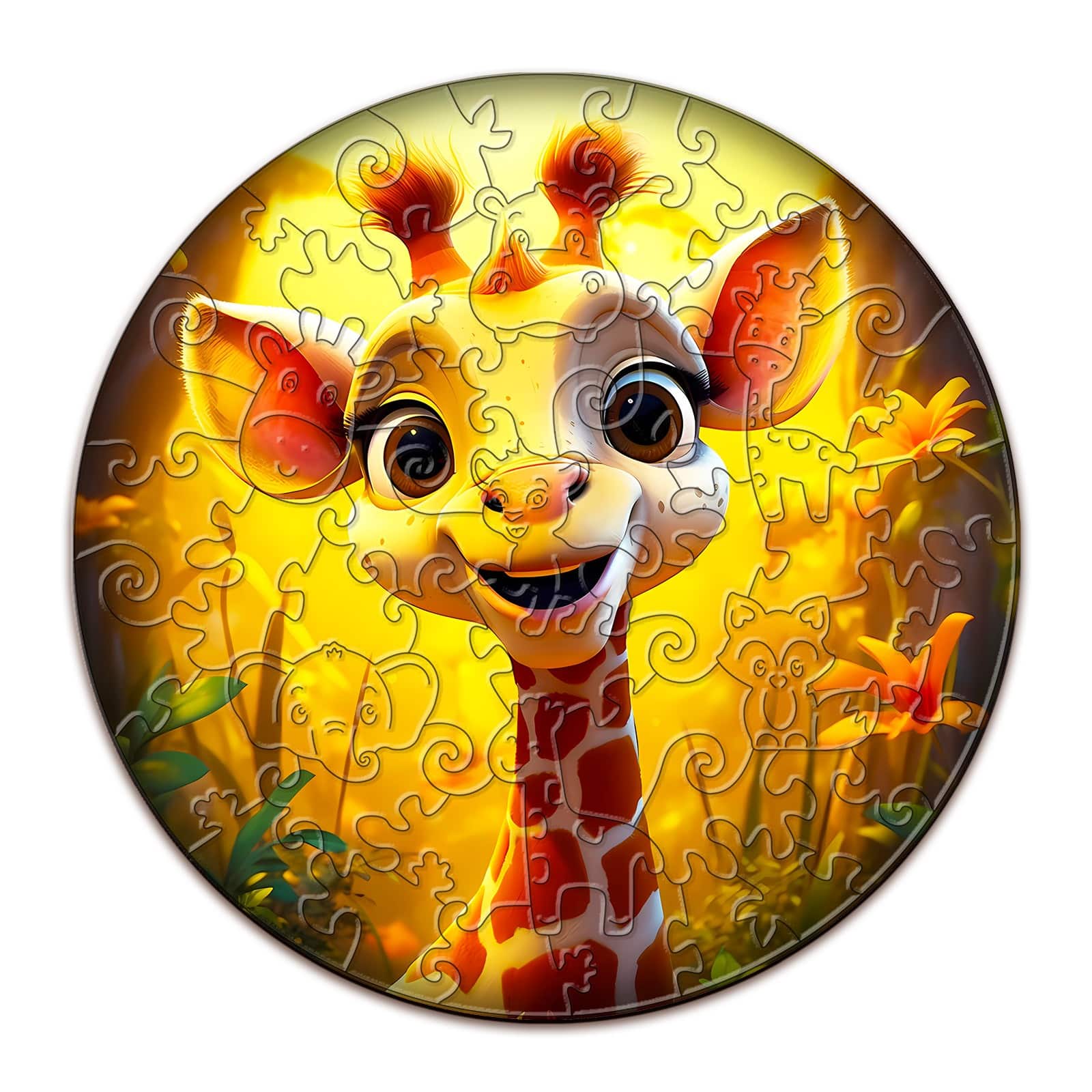 Children Wooden Jigsaw Puzzle-Cute Giraffe