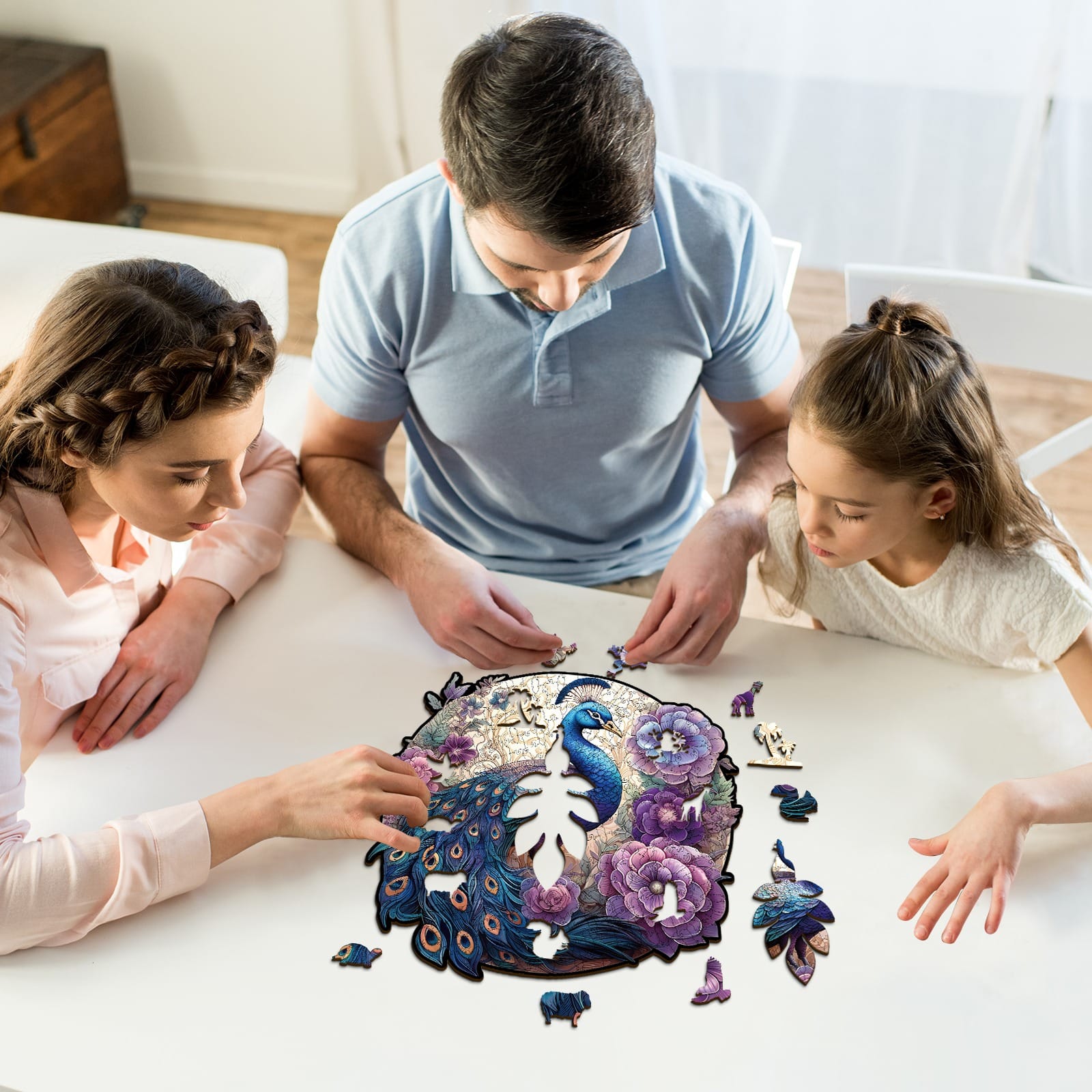 Wooden Jigsaw Puzzle-Charming Peacock - Image 7