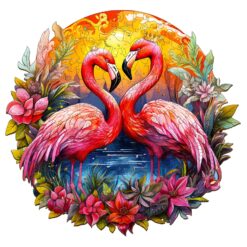 Wooden Jigsaw Puzzle-Crowned Flamingo