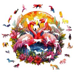 Alternative view of Wooden Jigsaw Puzzle-Crowned Flamingo