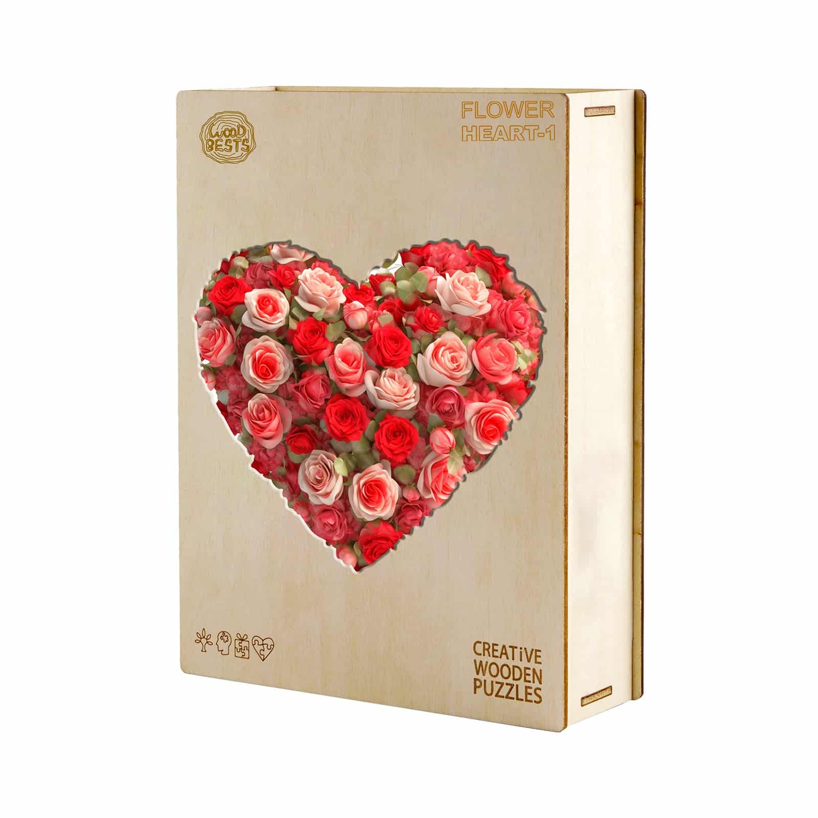Wooden Jigsaw Puzzle-FLOWER HEART 1 - Image 5