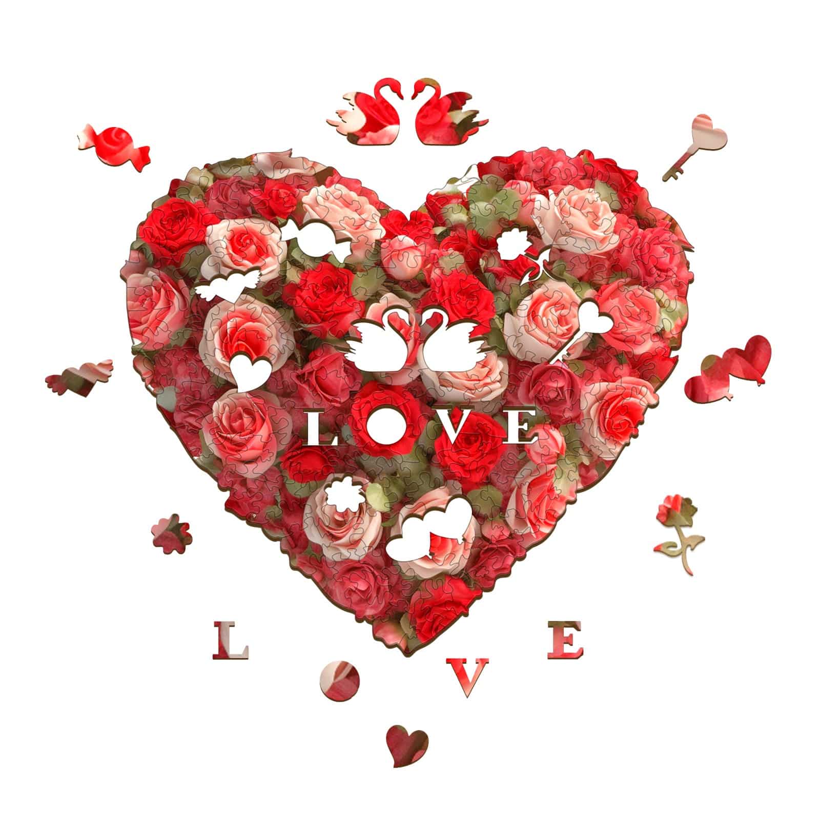 Wooden Jigsaw Puzzle-FLOWER HEART 1 - Image 2