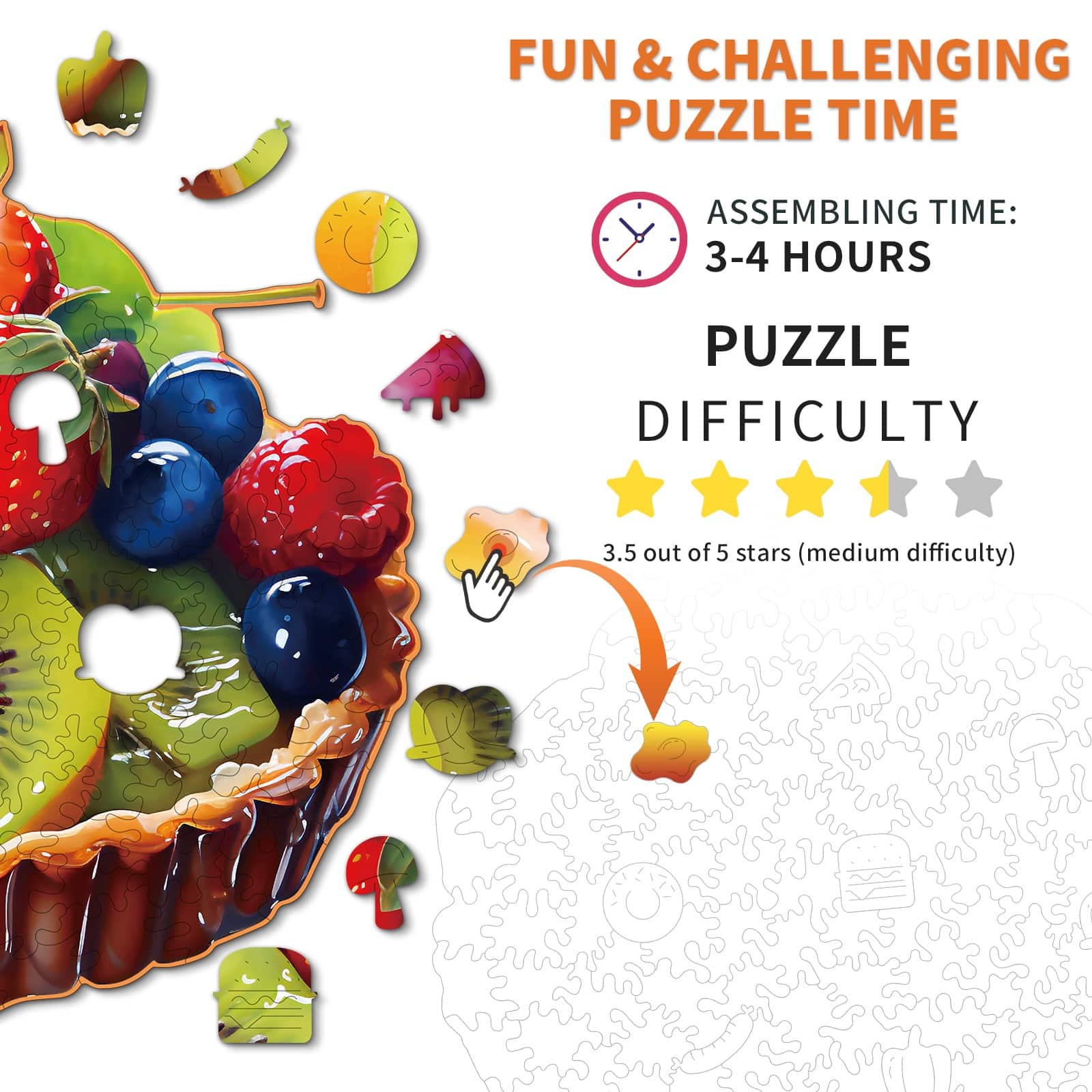 Wooden Jigsaw Puzzle-Fruit Pie - Image 4