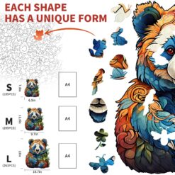 Alternative view of Wooden Jigsaw Puzzle-Lovely Panda