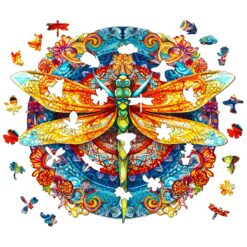 Alternative view of Wooden Jigsaw Puzzle-MANDALA DRAGONFLY