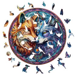 Alternative view of Wooden Jigsaw Puzzle-MANDALA YIN YANG WOLF 2
