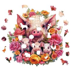 Alternative view of Wooden Jigsaw Puzzle-Mother pig and piglet-2
