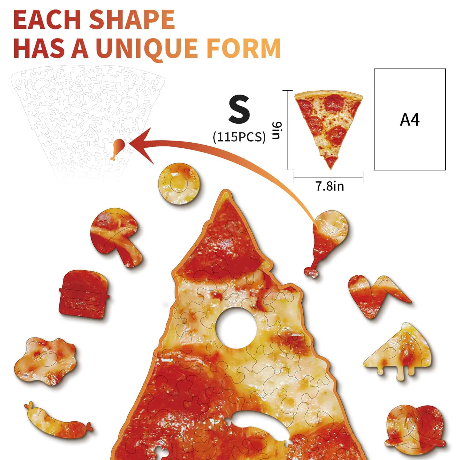 Wooden Jigsaw Puzzle-Pizza - Image 2