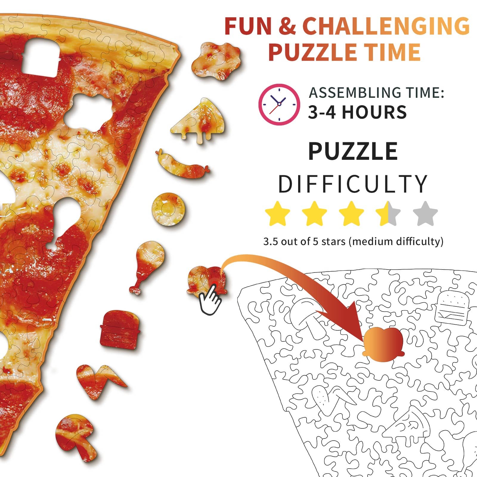 Wooden Jigsaw Puzzle-Pizza - Image 4