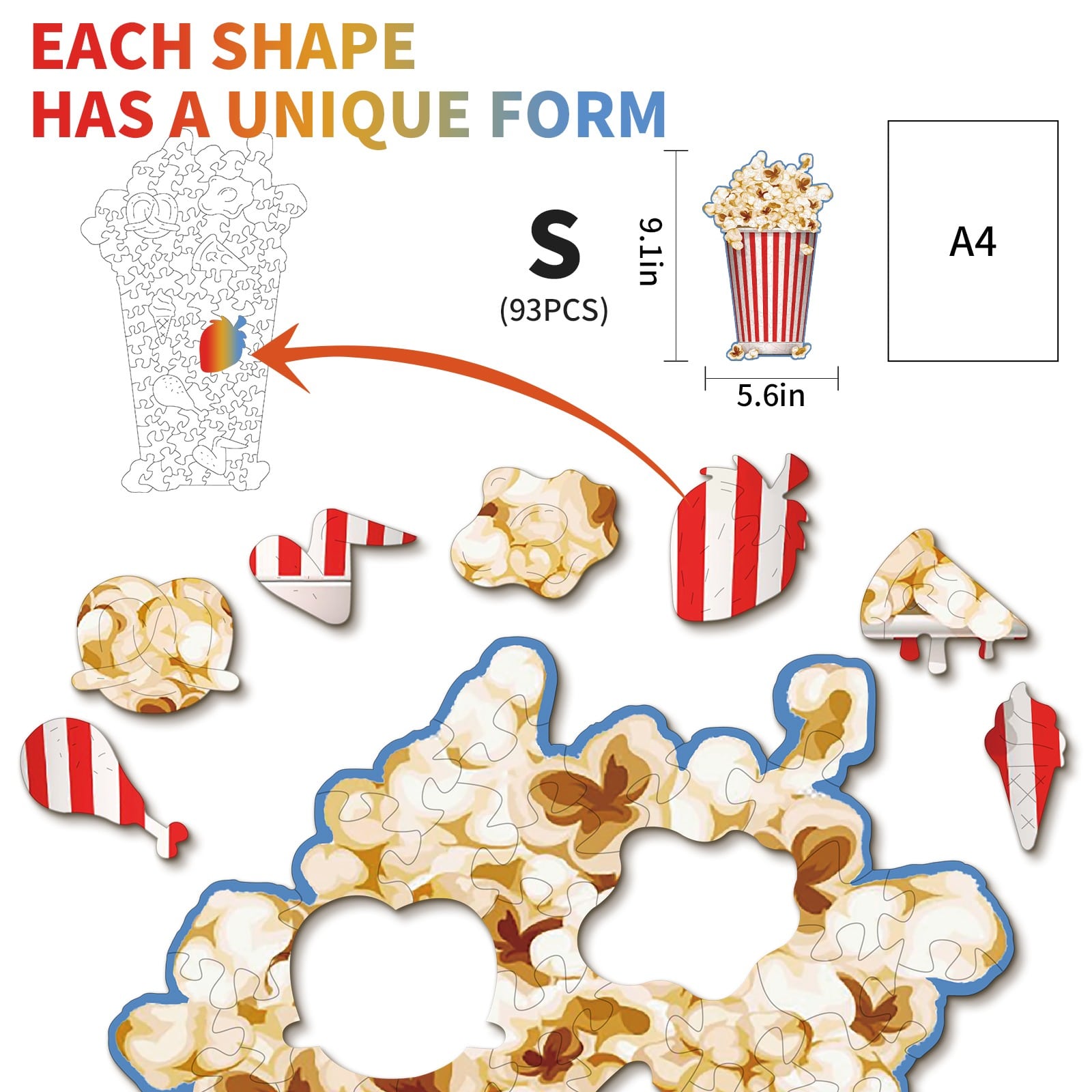 Wooden Jigsaw Puzzle-Popcorn - Image 2
