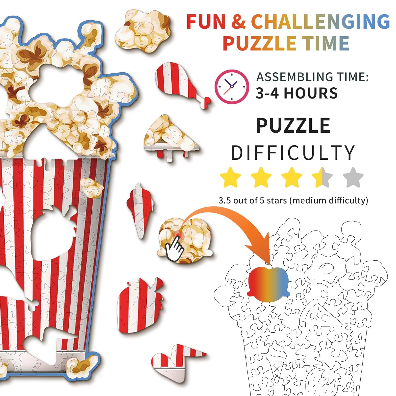 Wooden Jigsaw Puzzle-Popcorn - Image 4