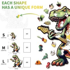 Alternative view of Wooden Jigsaw Puzzle-Rock T-Rex