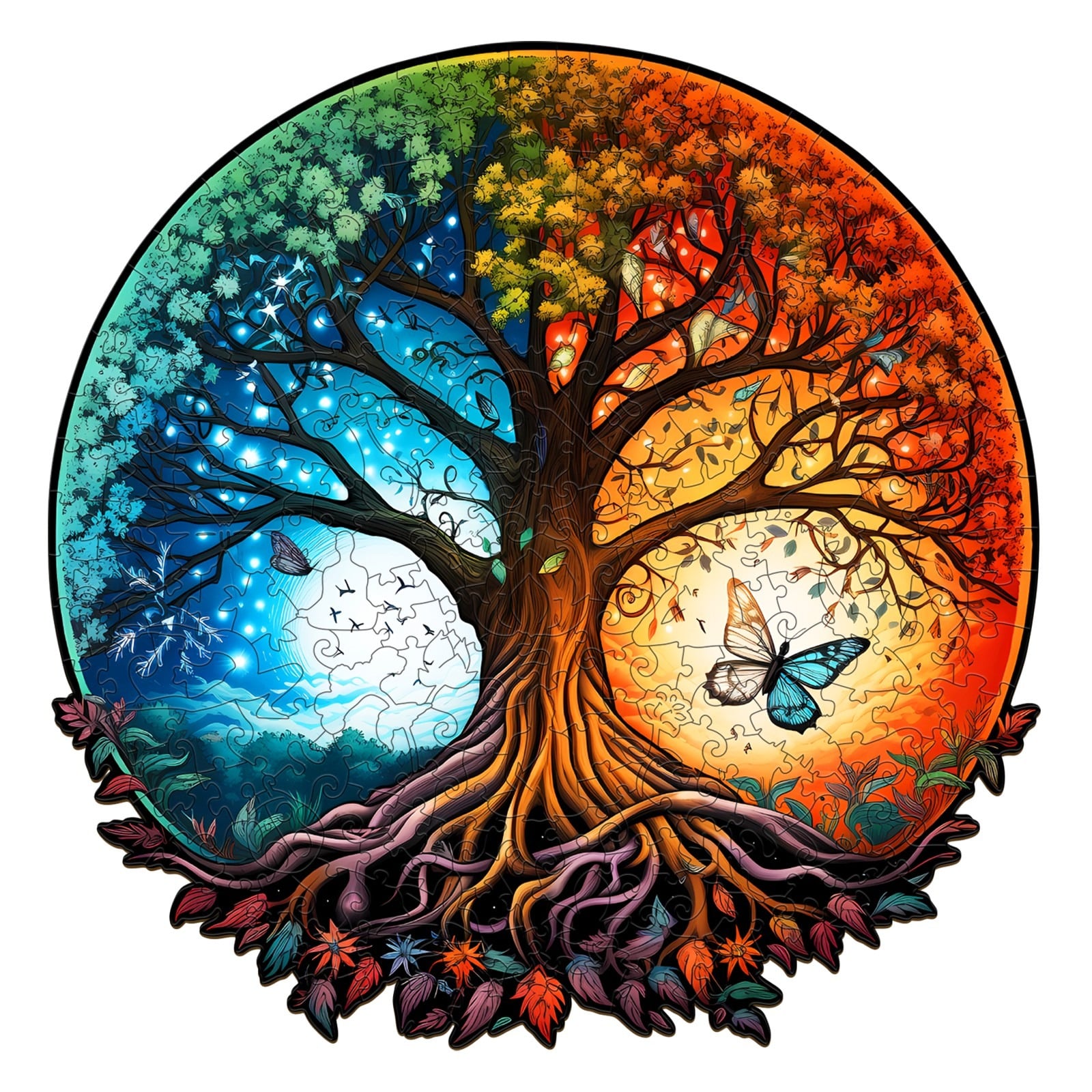 Wooden Jigsaw Puzzle-YIN YANG TREE OF LIFE-7