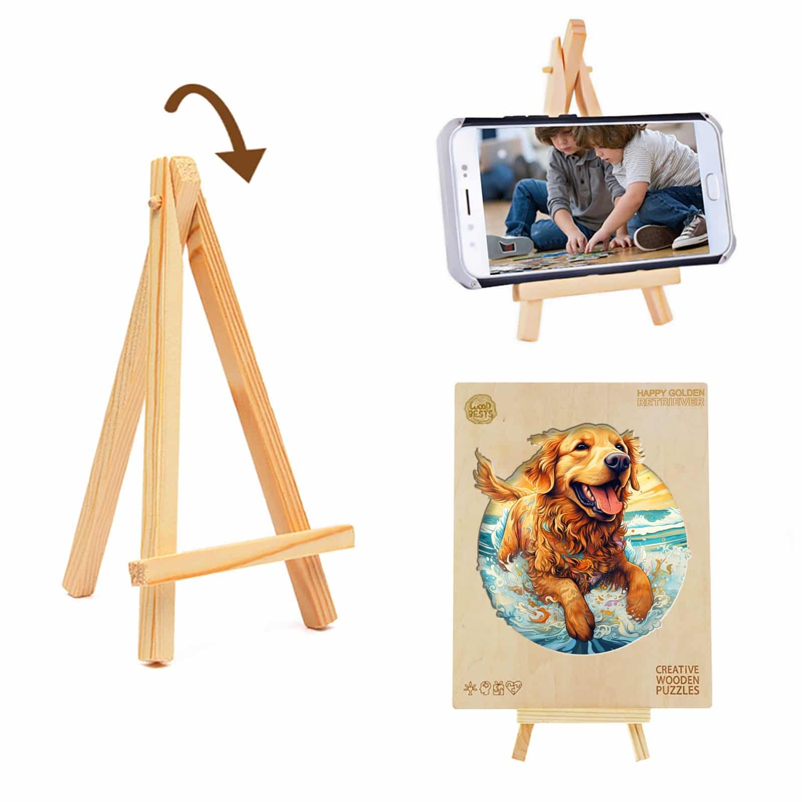 Wooden Jigsaw Puzzle-Happy Golden Retriever - Image 5