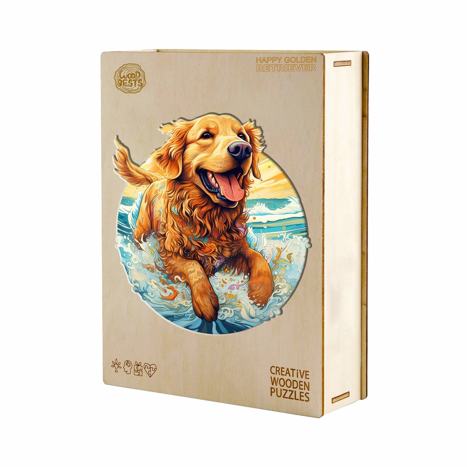 Wooden Jigsaw Puzzle-Happy Golden Retriever - Image 6