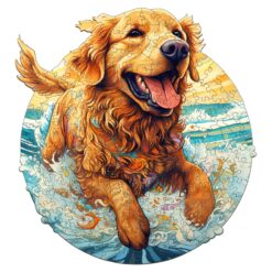 Wooden Jigsaw Puzzle-Happy Golden Retriever