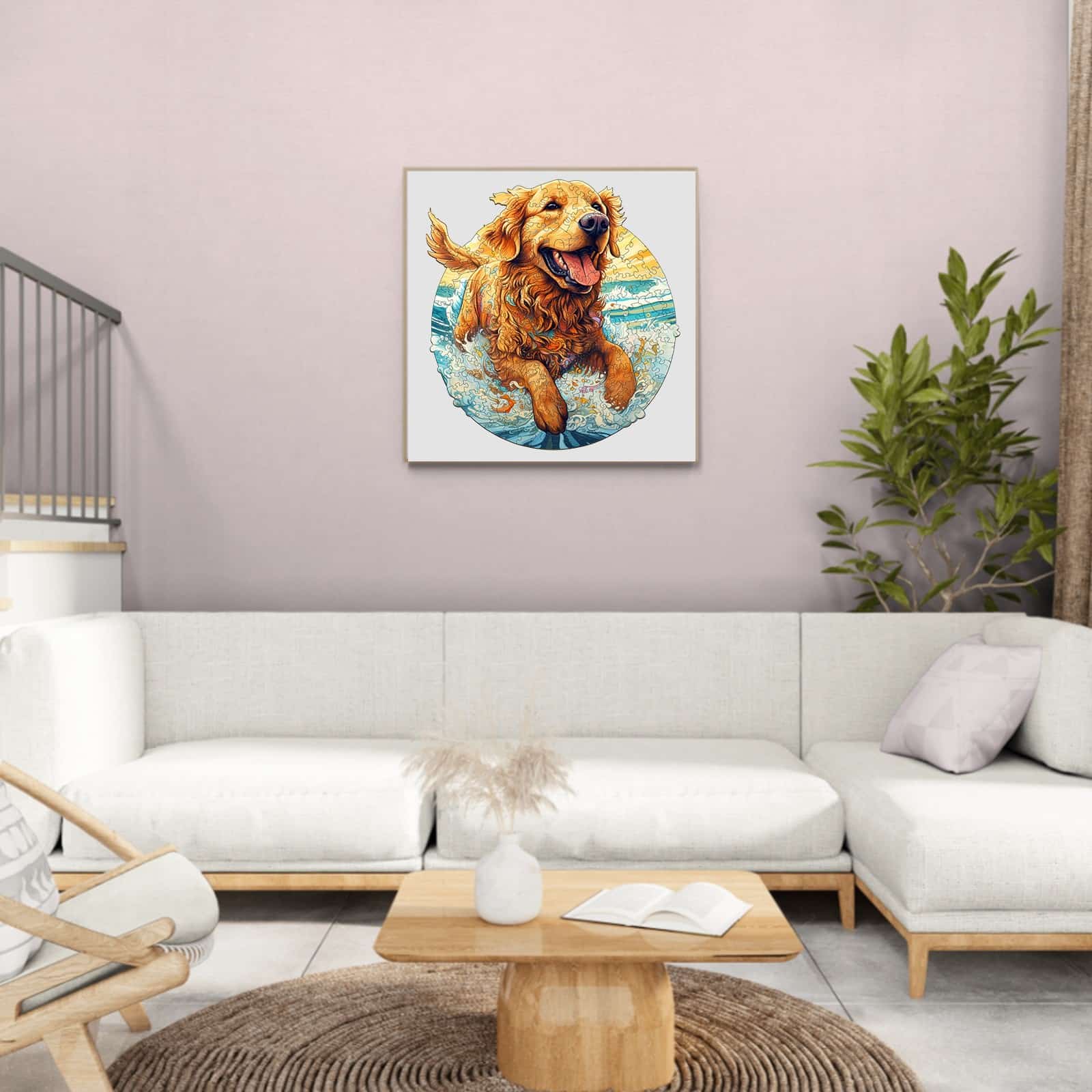 Wooden Jigsaw Puzzle-Happy Golden Retriever - Image 7