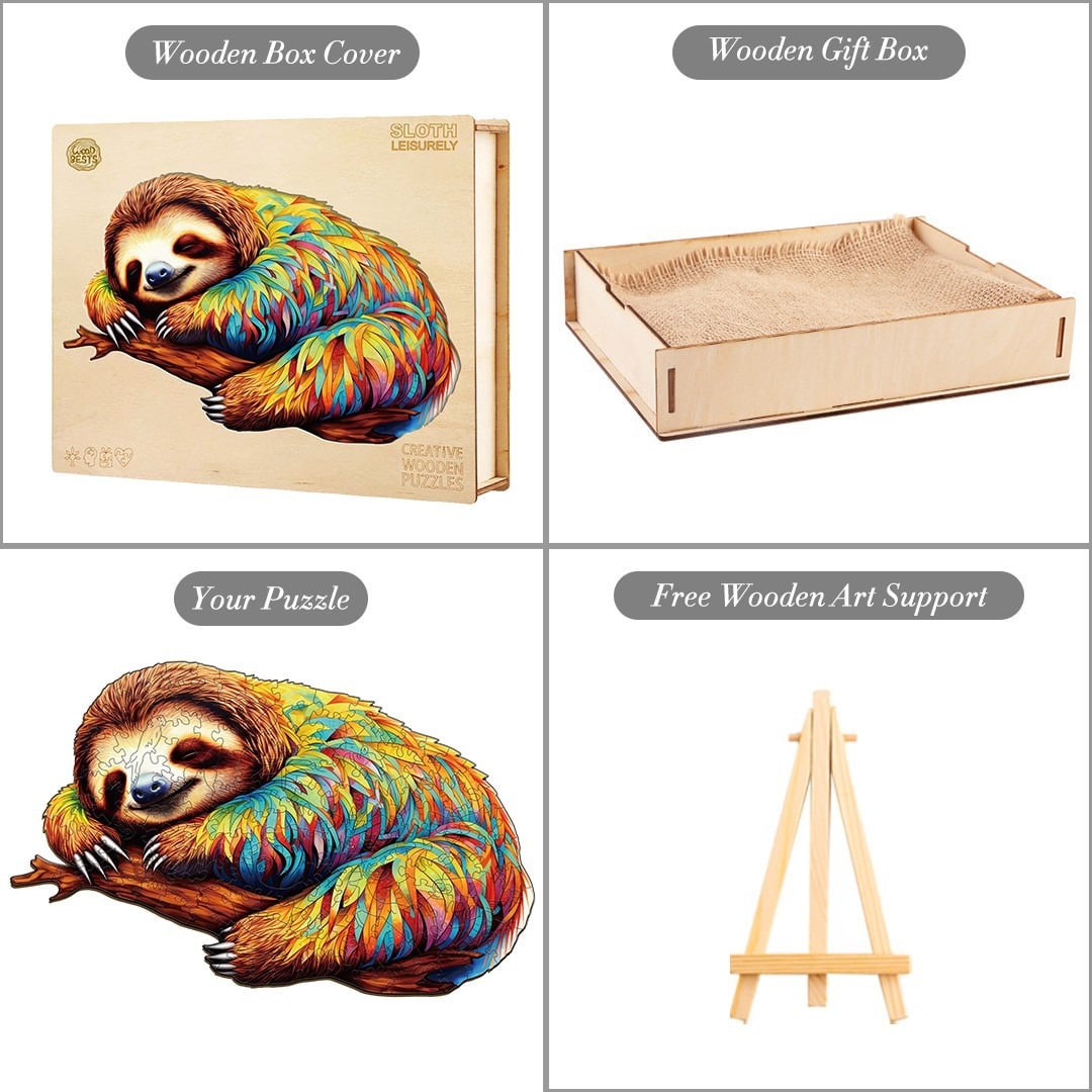 Wooden Jigsaw Puzzle-Leisurely Sloth - Image 4
