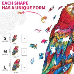 Alternative view of Wooden Jigsaw Puzzle-Lovely Parrot