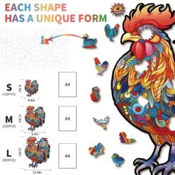 Alternative view of Wooden Jigsaw Puzzle-Majestic Cock