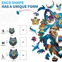 Alternative view of Wooden Jigsaw Puzzle-Majestic Wolf