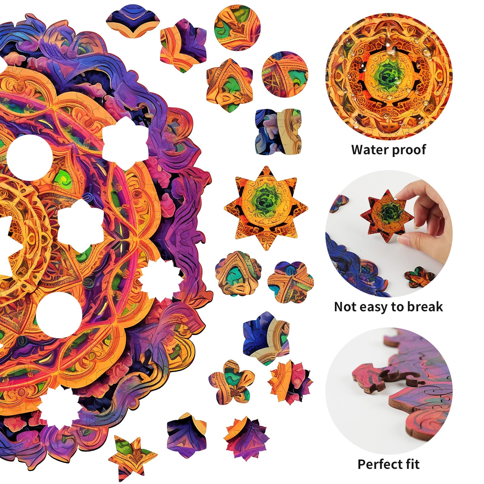 Wooden Jigsaw Puzzle-Mandala 4 - Image 3