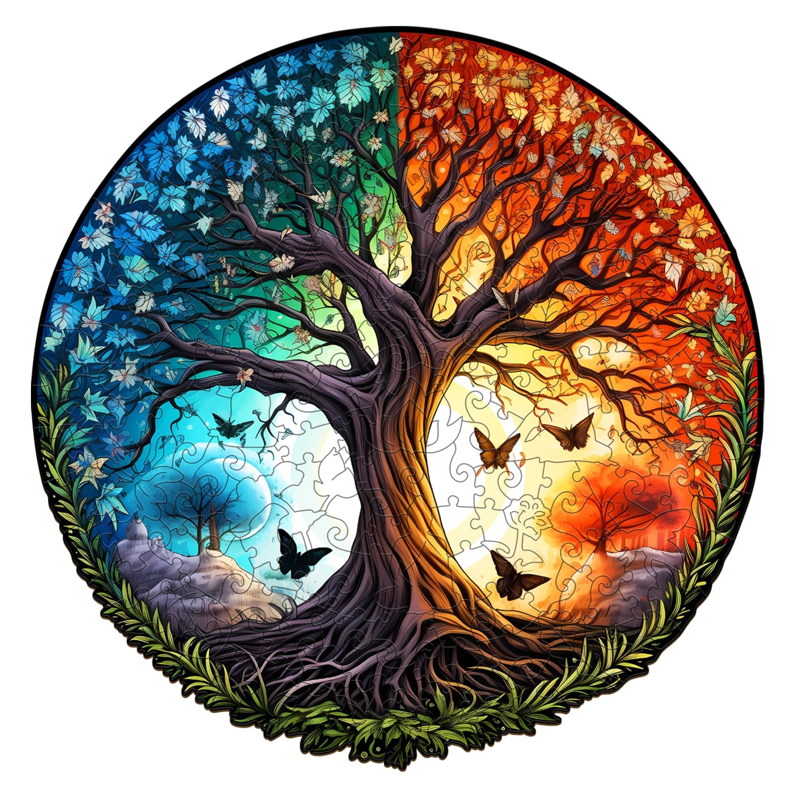 Wooden Jigsaw Puzzle-YIN YANG TREE OF LIFE-8