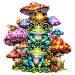 Wooden Jigsaw Puzzle-Frog Family