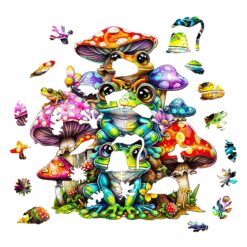Alternative view of Wooden Jigsaw Puzzle-Frog Family