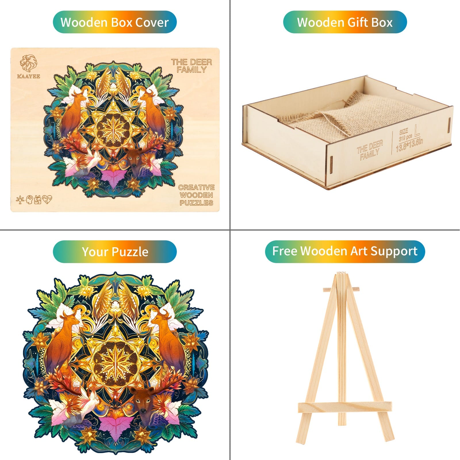 Wooden Jigsaw Puzzle-The Deer Family - Image 5