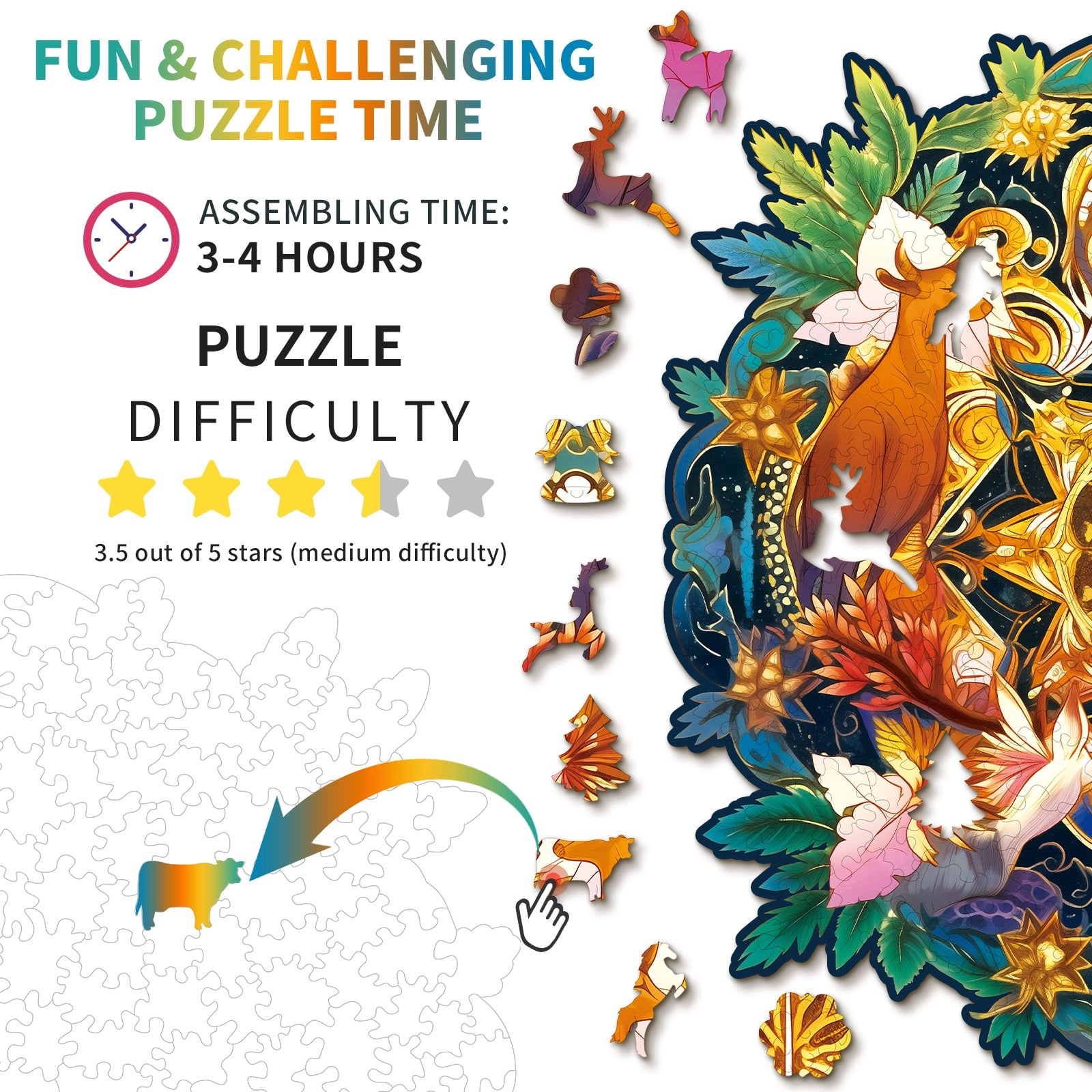 Wooden Jigsaw Puzzle-The Deer Family - Image 3