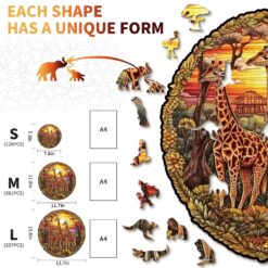 Alternative view of Wooden Jigsaw Puzzle-The Giraffe Family
