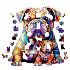 Alternative view of Wooden Jigsaw Puzzle - Bulldog Family 2