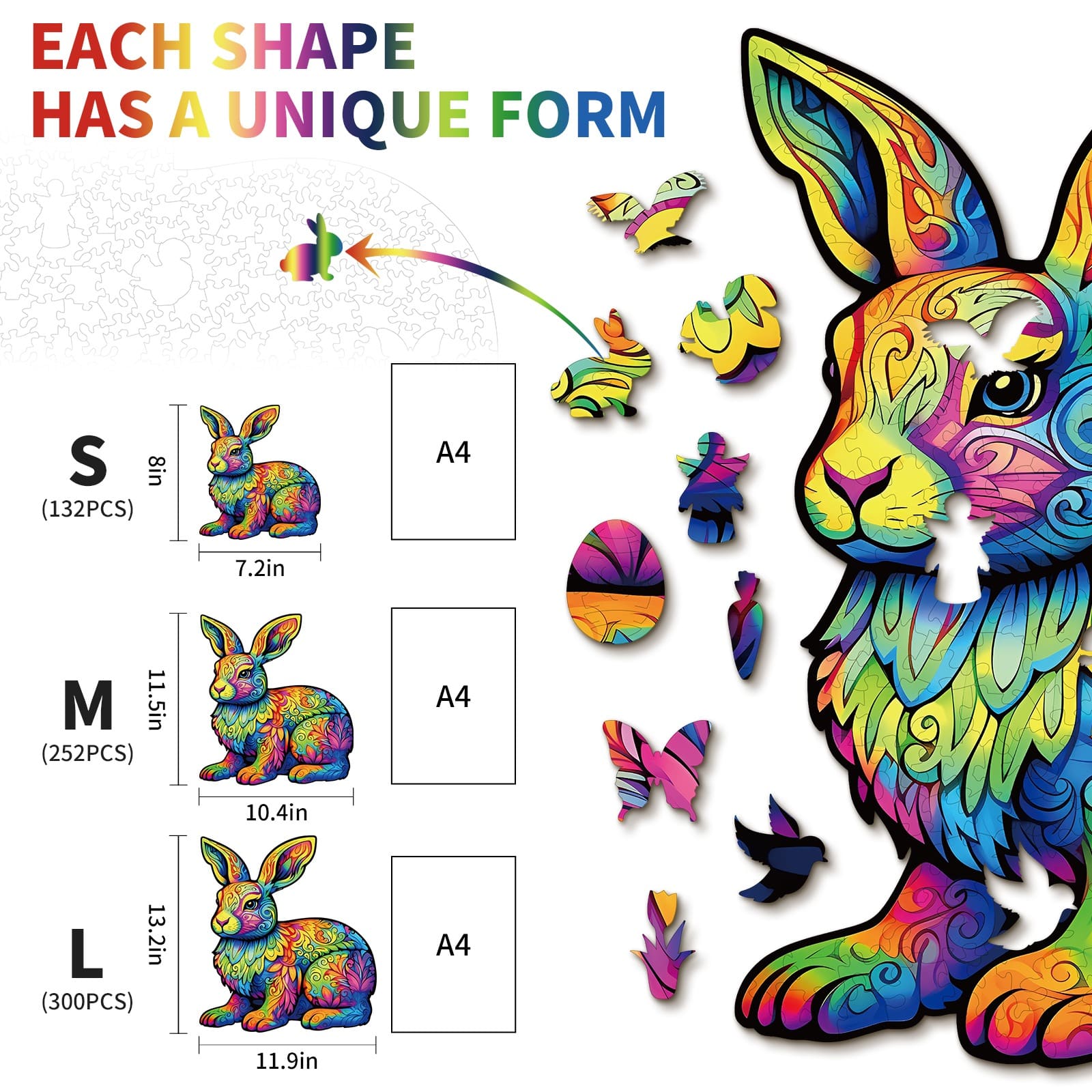 Wooden Jigsaw Puzzle-Cute Rabbit - Image 2